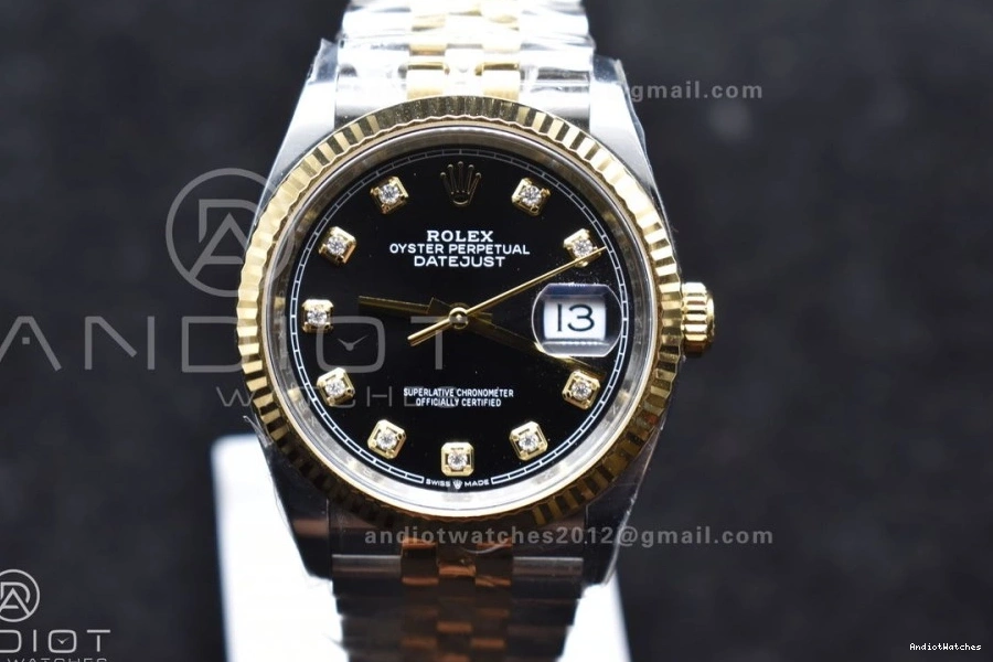 Clean Steel 556 Diamonds 904L RelaxedFit Jubilee 126233 YG VR Dial DateJust Edition on 36 Bracelet SS 1:1 Black Best 0306